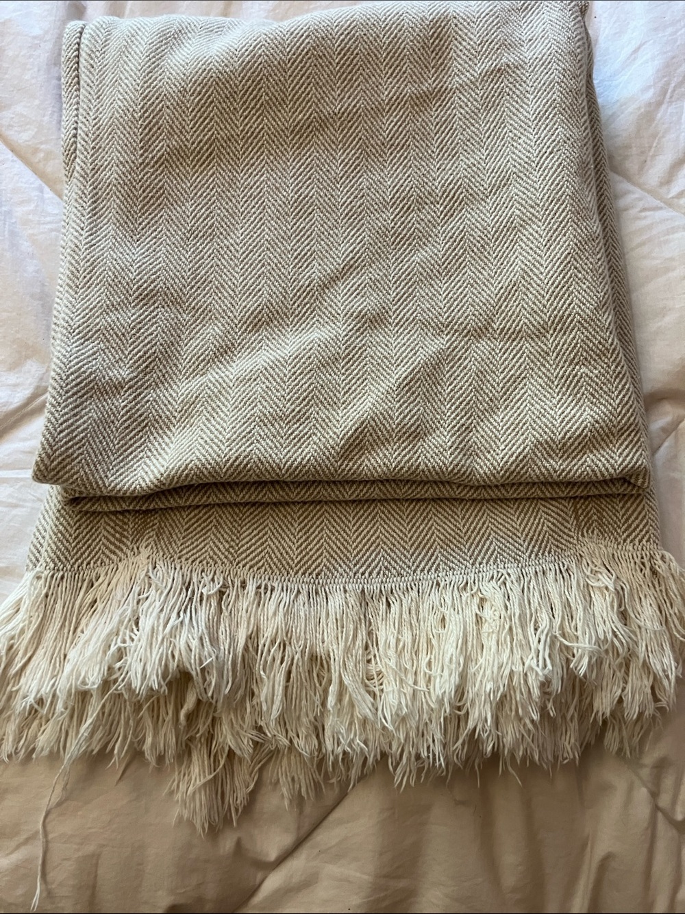 Sferra Celine Mushroom throw with fringe 50 x 60”